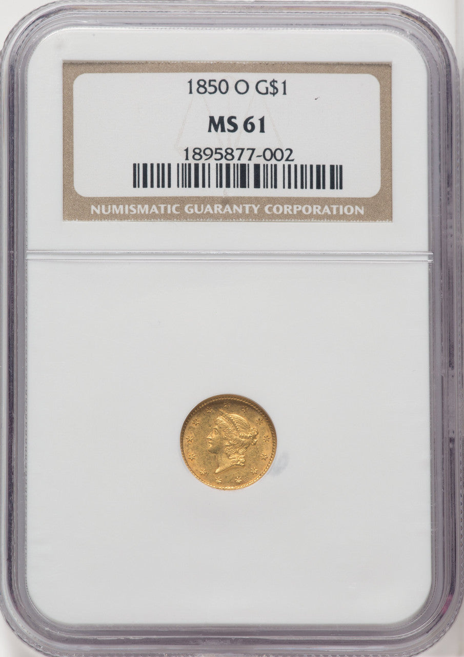 1850-O G$1 Gold Dollar NGC MS61