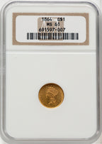 1864 G$1 Gold Dollar NGC MS61