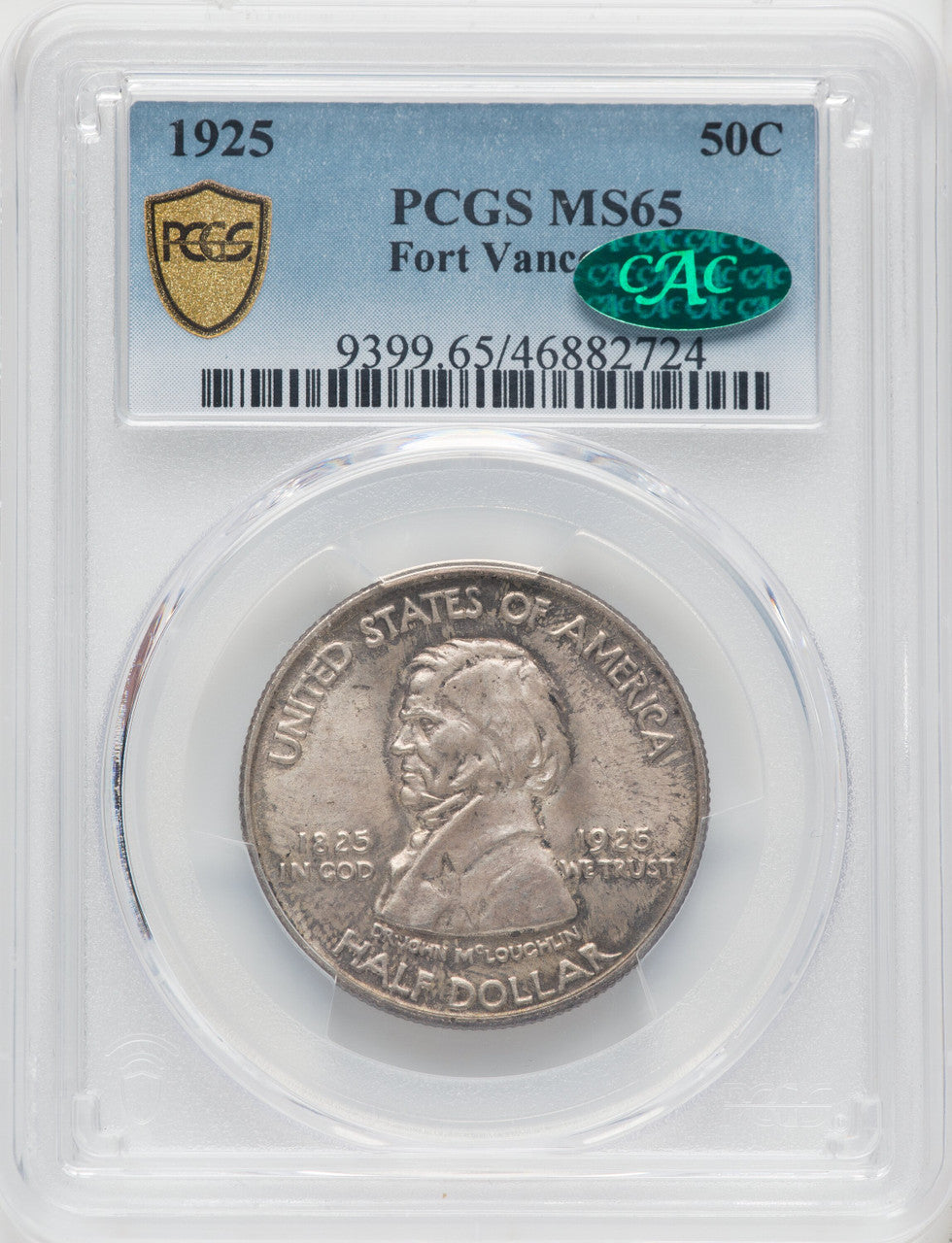 1925 50C Vancouver CAC Commemorative Silver PCGS MS65