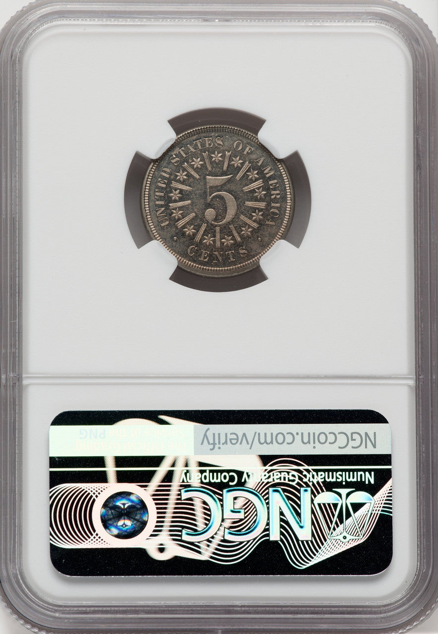 1866 5C RAYS Proof Shield Nickel NGC PR65