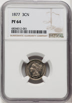 1877 3CN Proof Three Cent Nickel NGC PR64