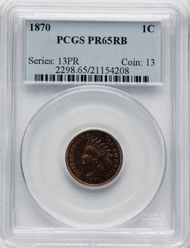 1870 1C RB Proof Indian Cent PCGS PR65