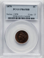 1870 1C RB Proof Indian Cent PCGS PR65