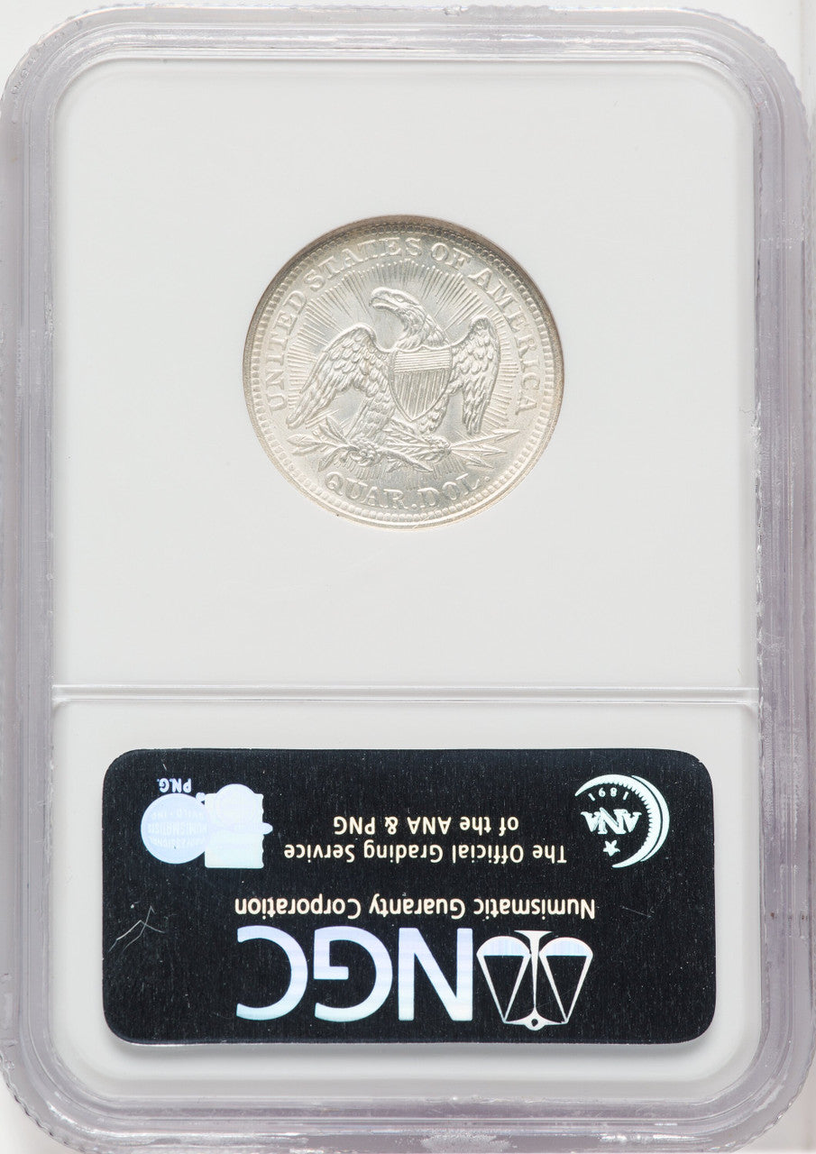 1853 25c Arrows and Rays Seated Quarter NGC MS65