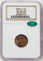 1908-S 1C RB CAC Indian Cent NGC MS65