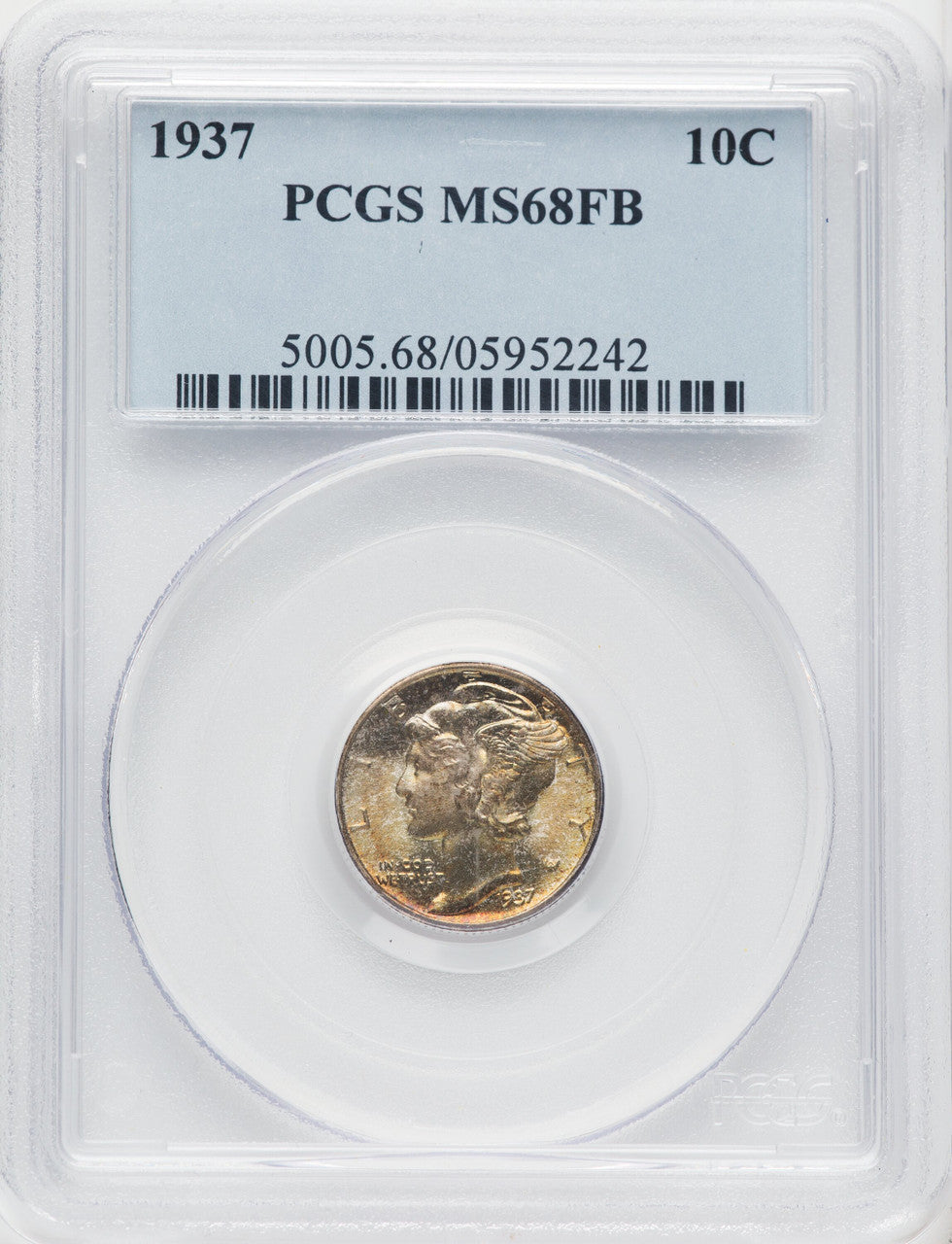 1937 10C FB Mercury Dime PCGS MS68