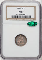 1885 10C CAC Proof Seated Dime NGC PR67