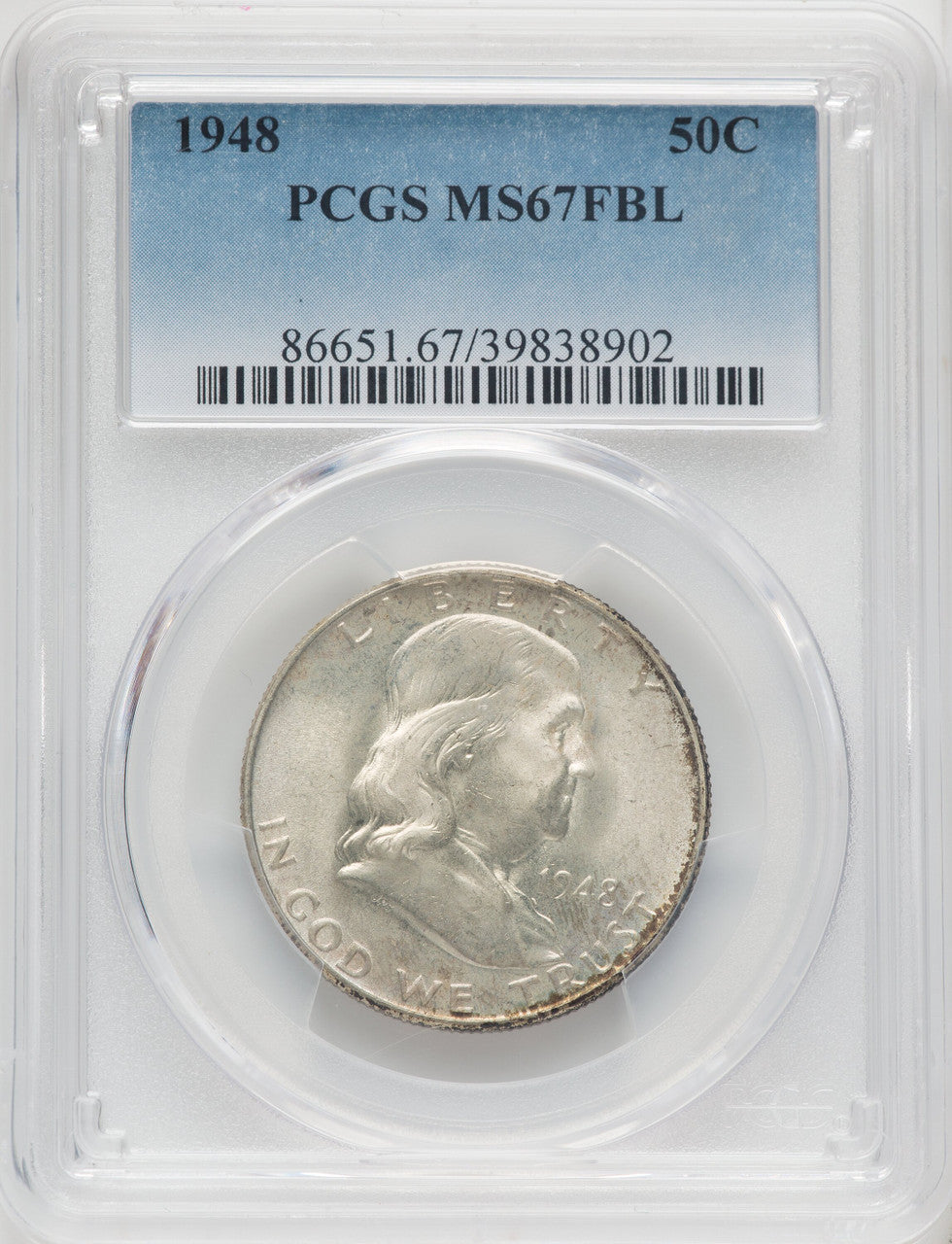 1948 50C FL Franklin Half Dollar PCGS MS67