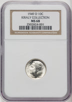 1949-D 10C Roosevelt Dime NGC MS68