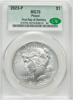 2023 $1 Peace First Day of Issue First Day Of Delivery Modern Commemoratives CACG MS70