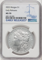 2023 $1 Morgan Dollar First Strike ER Blue Modern Commemoratives NGC MS70