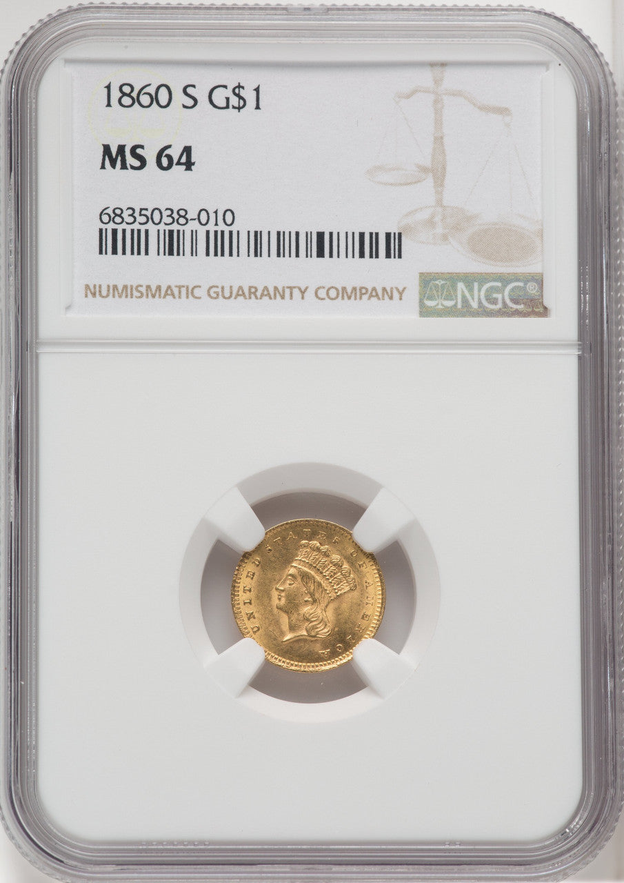 1860-S G$1 Gold Dollar NGC MS64