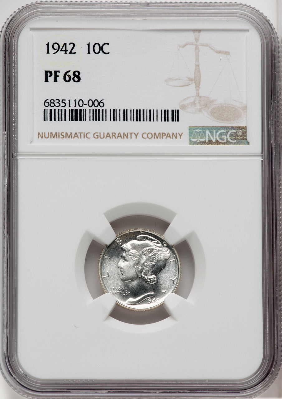 1942 10C Proof Mercury Dime NGC PR68 (765837004)