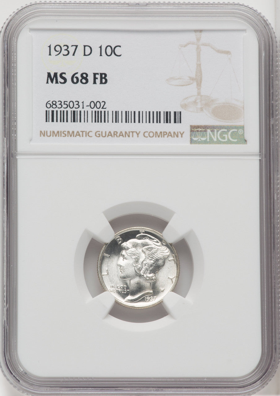 1937-D 10C FB Mercury Dime NGC MS68