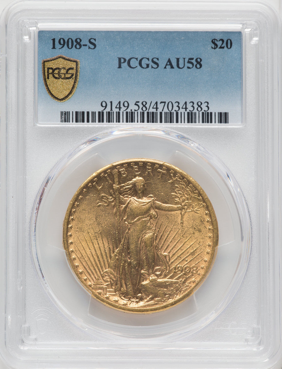 1908-S $20 Saint-Gaudens Double Eagle PCGS AU58