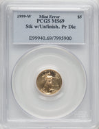 1999-W $5 Tenth-Ounce Gold Eagle Unfinished Proof Dies PCGS MS69