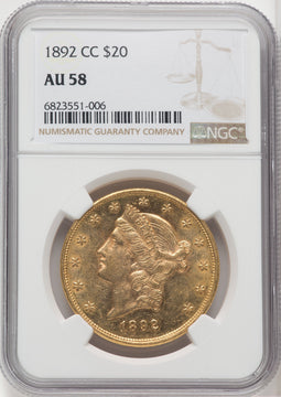 1892-CC $20 Liberty Double Eagle NGC AU58