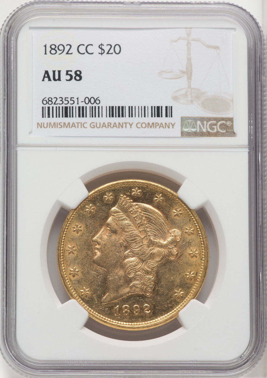 1892-CC $20 Liberty Double Eagle NGC AU58