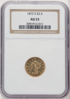 1872-S $2.50 Liberty Quarter Eagle NGC AU53