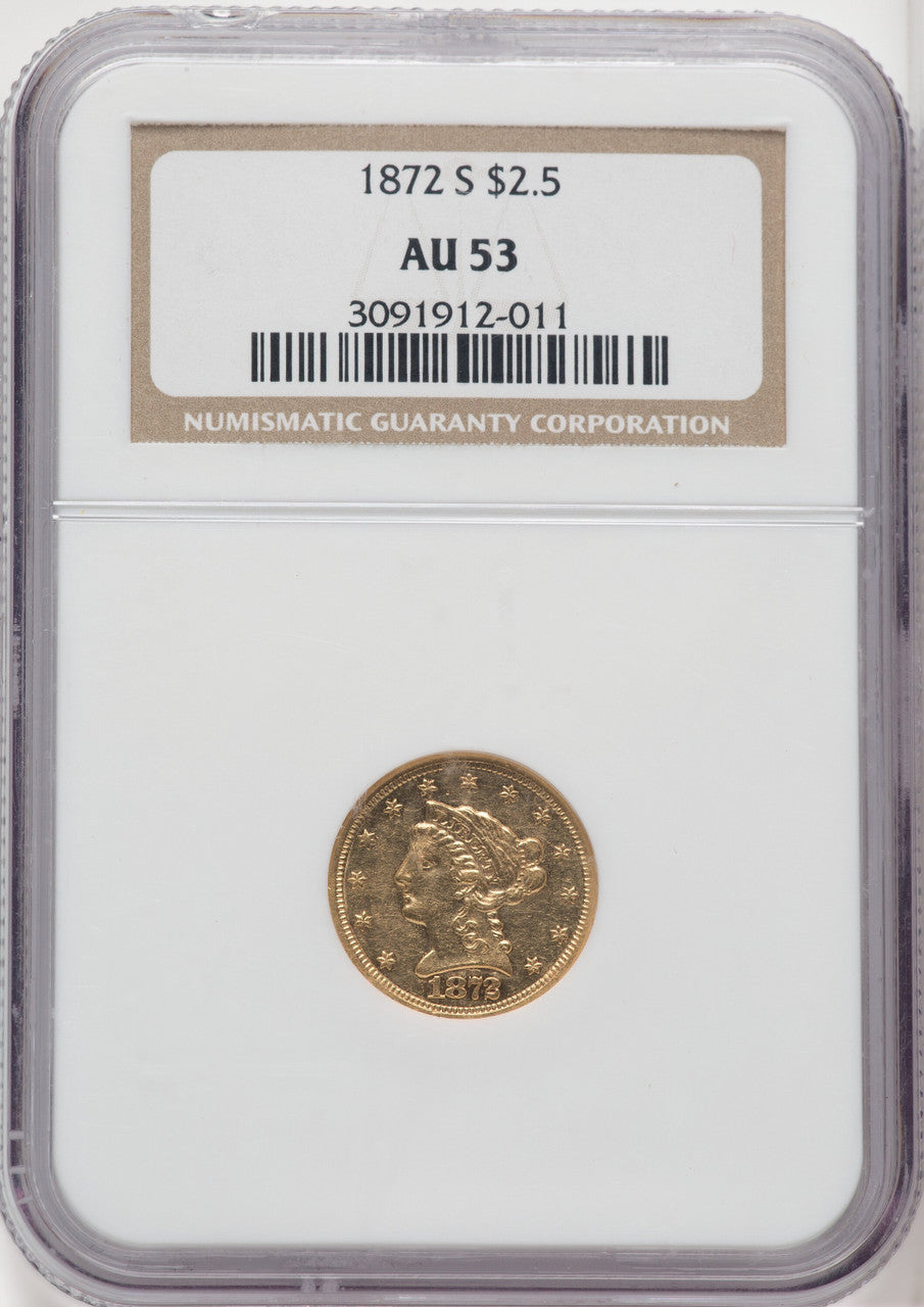 1872-S $2.50 Liberty Quarter Eagle NGC AU53