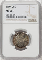 1909 25C Barber Quarter NGC MS66