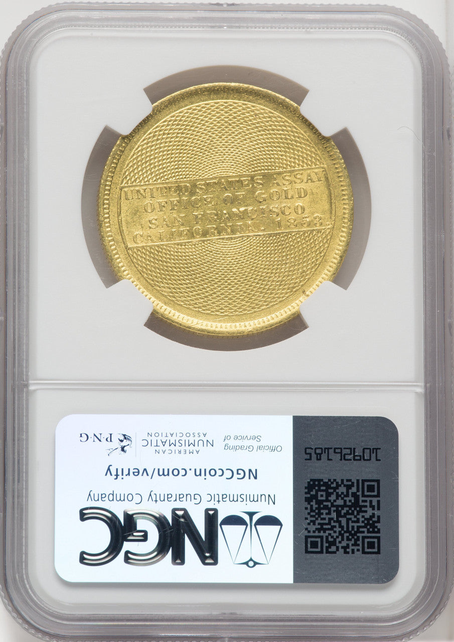1853 $20 Assay Office 900 Thous. Territorial Gold NGC MS63