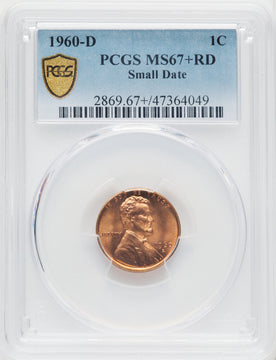 1960-D 1C Small Date RD Lincoln Cent PCGS MS67+