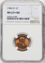 1946-D 1C RD Lincoln Cent NGC MS67+