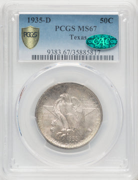 1935-D 50C Texas CAC Commemorative Silver PCGS MS67 (766585035)