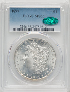 1897 $1 CAC Morgan Dollar PCGS MS66