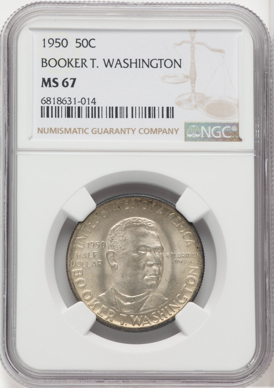 1950 50C Booker T. Washington Commemorative Silver NGC MS67 (518973081)