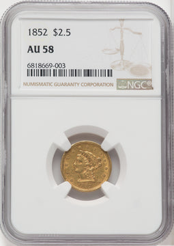 1852 $2.50 Liberty Quarter Eagle NGC AU58 (518973098)