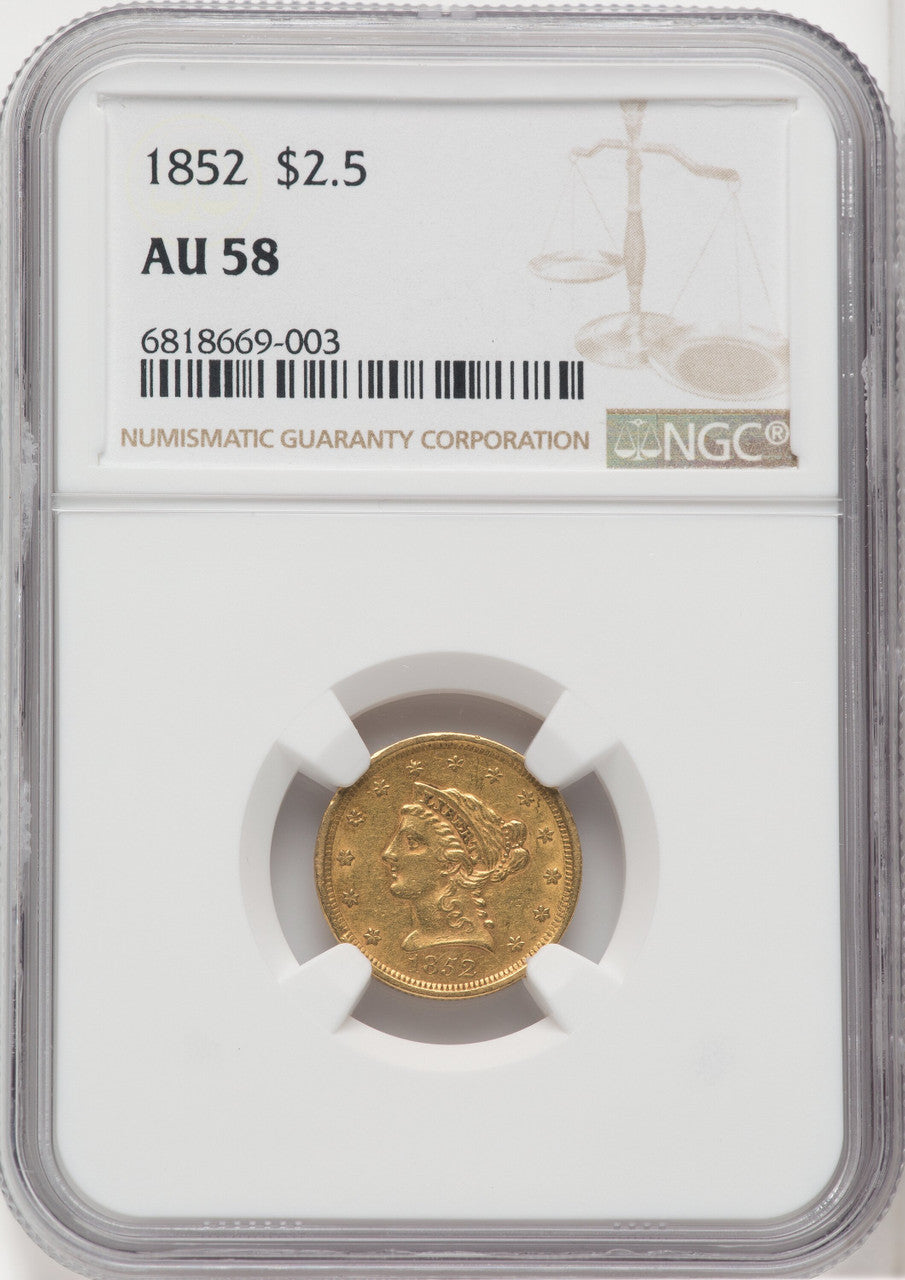 1852 $2.50 Liberty Quarter Eagle NGC AU58 (518973098)