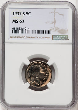 1937-S 5C Buffalo Nickel NGC MS67 (518973111)