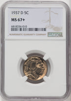 1937-D 5C Buffalo Nickel NGC MS67+ (518973108)