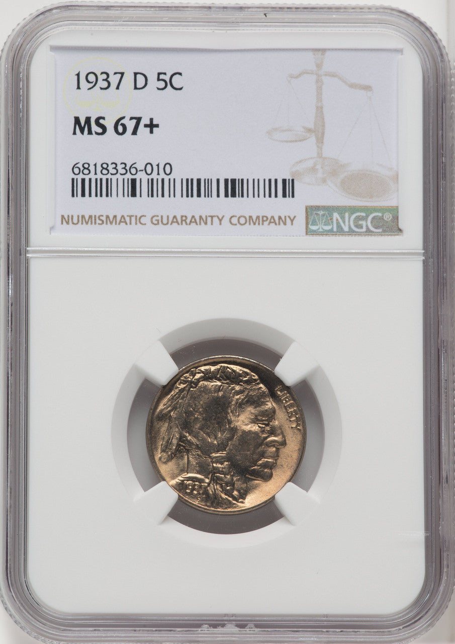 1937-D 5C Buffalo Nickel NGC MS67+ (518973108)