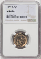 1937-D 5C Buffalo Nickel NGC MS67+ (518973107)