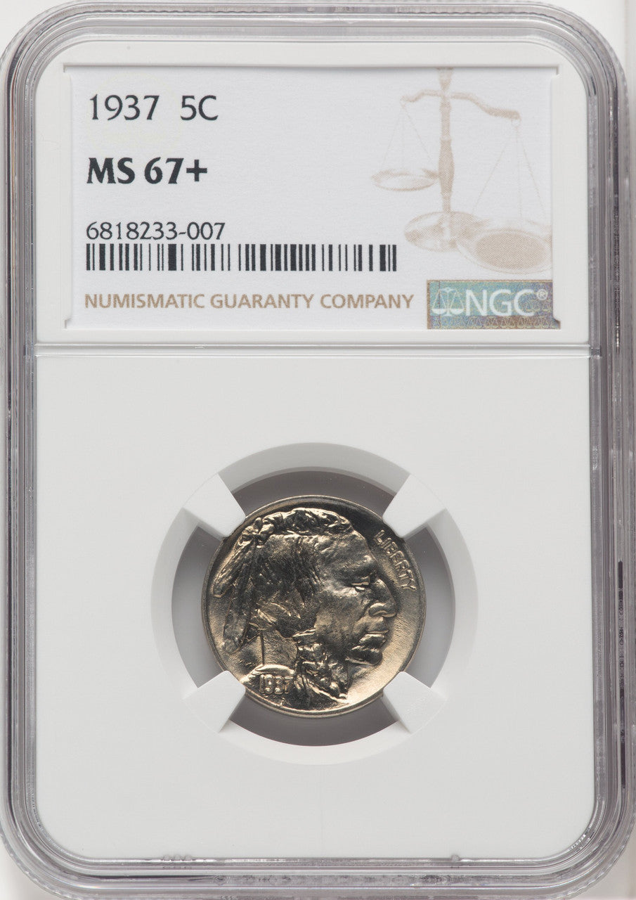 1937 5C Buffalo Nickel NGC MS67+ (518973106)