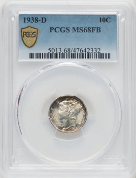 1938-D 10C FB Mercury Dime PCGS MS68
