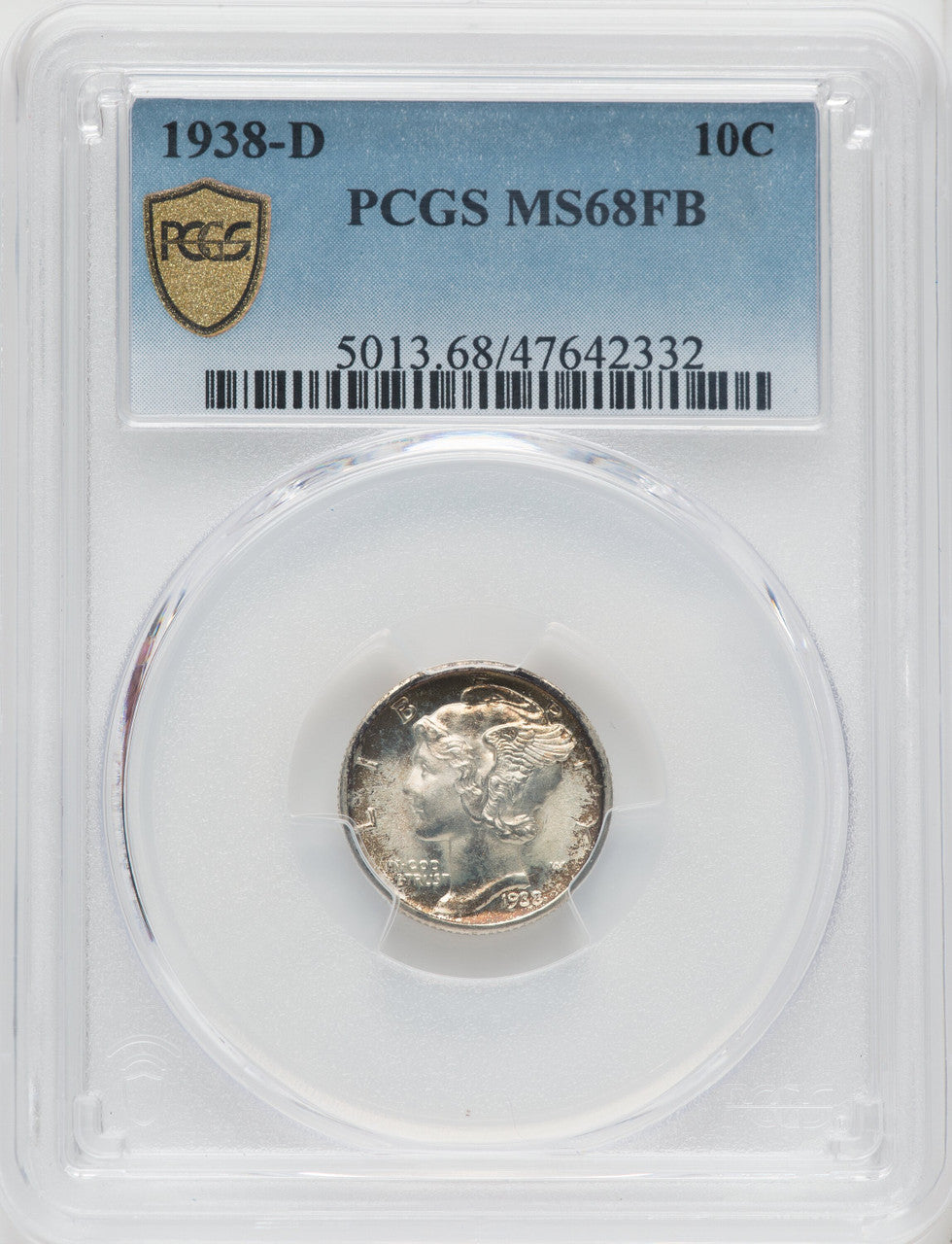 1938-D 10C FB Mercury Dime PCGS MS68