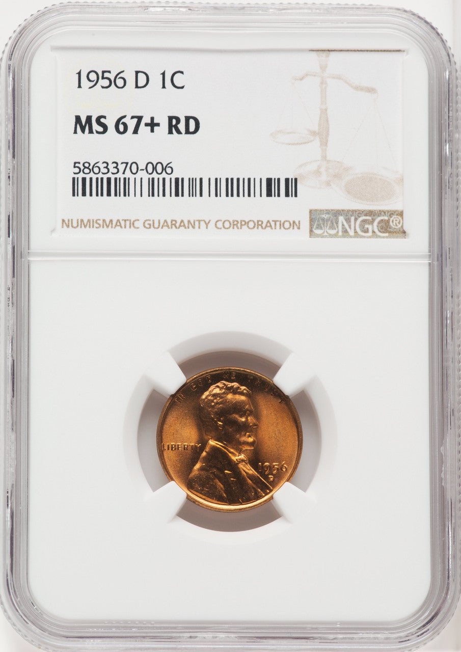 1956-D 1C RD Lincoln Cent NGC MS67+