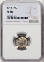 1942 10C Proof Mercury Dime NGC PR68 (518973020)