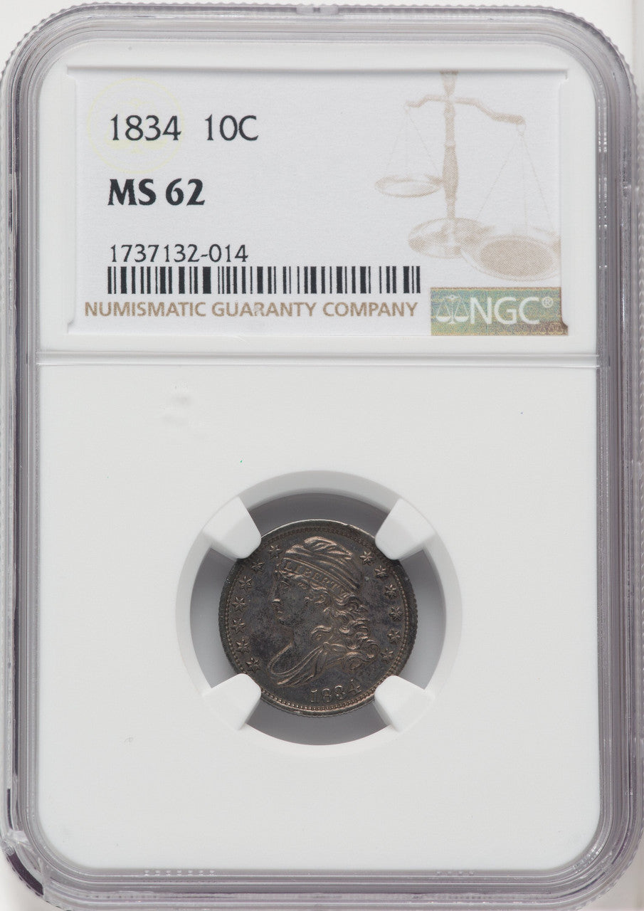 1834 10C Bust Dime NGC MS62