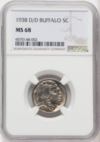 1938-D/D 5C Buffalo Nickel NGC MS68