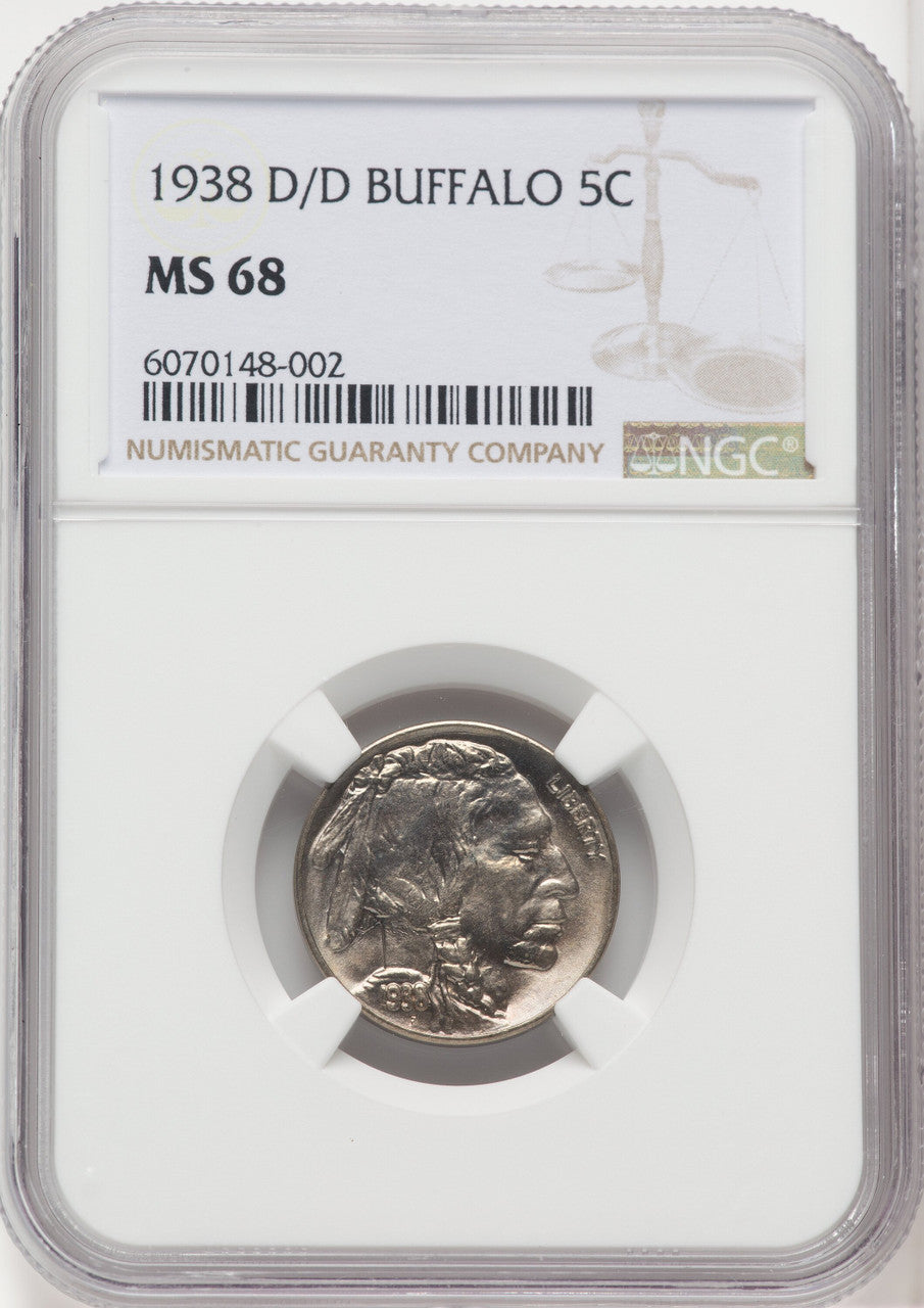 1938-D/D 5C Buffalo Nickel NGC MS68