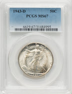 1943-D 50C Walking Liberty Half Dollar PCGS MS67