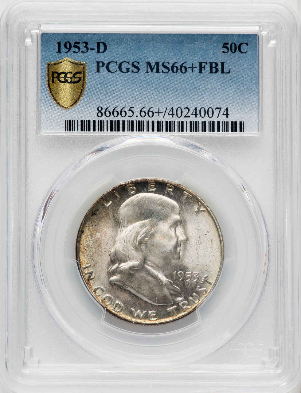1953-D 50C FL Franklin Half Dollar PCGS MS66+