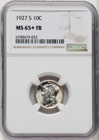 1927-S 10C FB Mercury Dime NGC MS65+