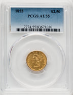 1855 $2.50 Liberty Quarter Eagle PCGS AU55