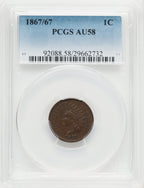 1867/67 1C BN Indian Cent PCGS AU58